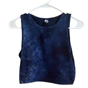 Sweet Cropped Yoga Top Tie Dye Blue Medium